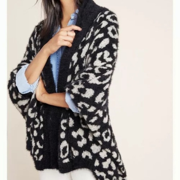 Anthropologie Akemi Kin Leopard Cardigan OS black - Picture 2 of 6